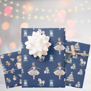 Classic Watercolor Christmas Pattern Wrapping Paper Sheet