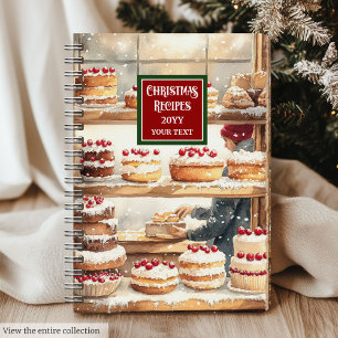 Classic Watercolor Christmas Recipe Organiser Notebook