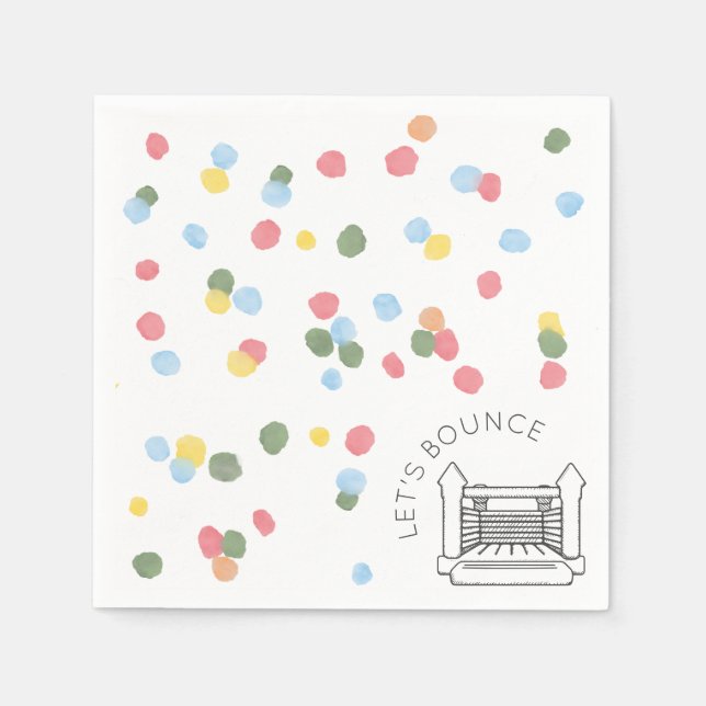 Classic Watercolor Dots Bounce House Paper Napkin (Front)