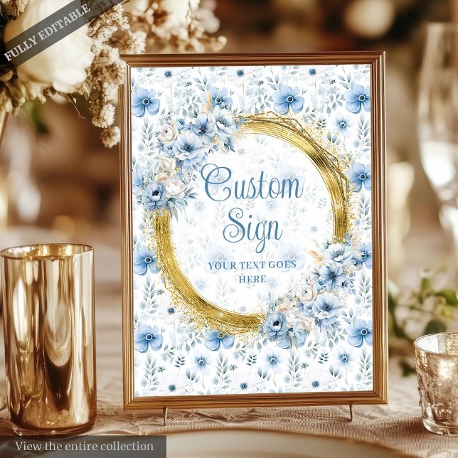 Classic Watercolor Dusty Blue Gold Wedding 8x10  Poster (Classic Watercolor Dusty Blue Gold Wedding 8x10 Poster)