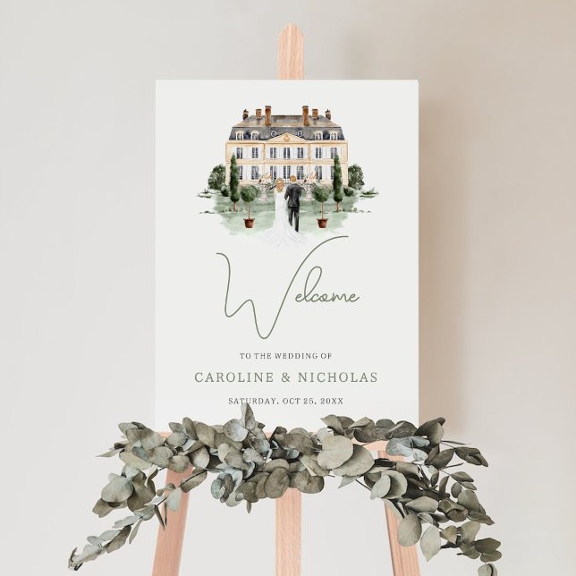 Classic Watercolor English Manor House Wedding Poster (Creator Uploaded)