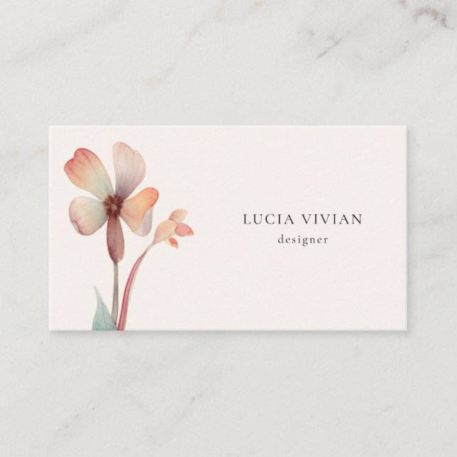 Classic Watercolor Floral Designer Business Card (Front)