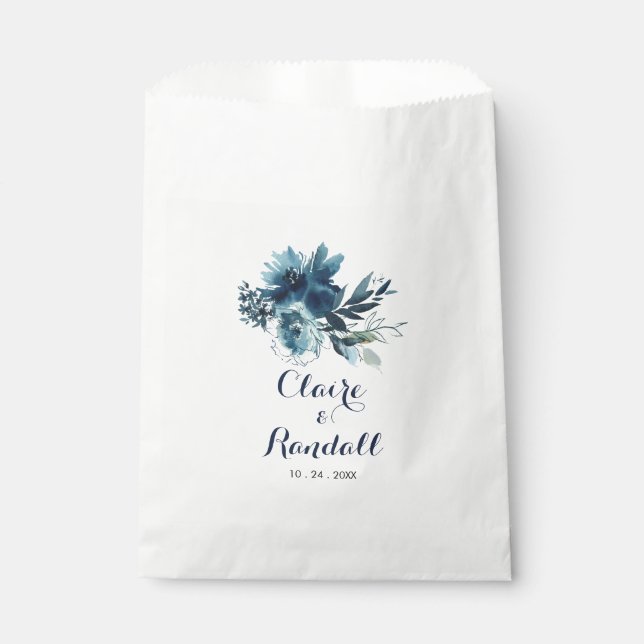 Classic Watercolor Floral Wedding  Favour Bags (Front)