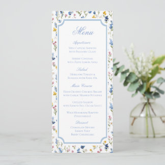 Classic Watercolor Floral Wedding Menu