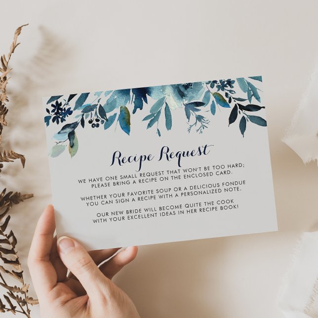 Classic Watercolor Floral Wedding Recipe Request  Enclosure Card (Creator Uploaded)