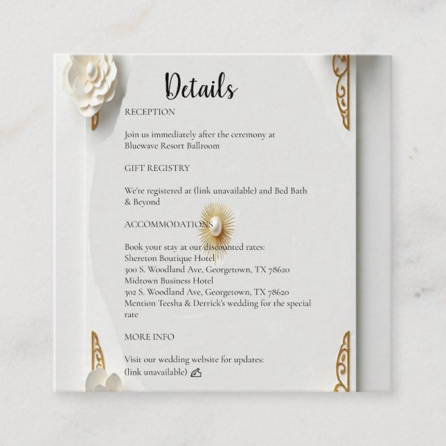 Classic watercolor, gold and frora frame enclosure card (Front)