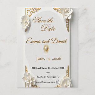 Classic watercolor gold luxury frole frame announcement postcard