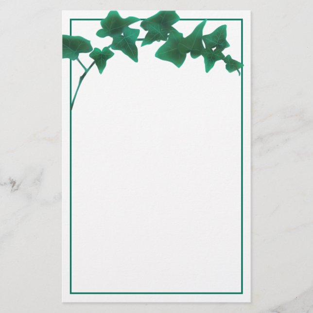 Classic watercolor Green English Ivy     Stationery (Front)