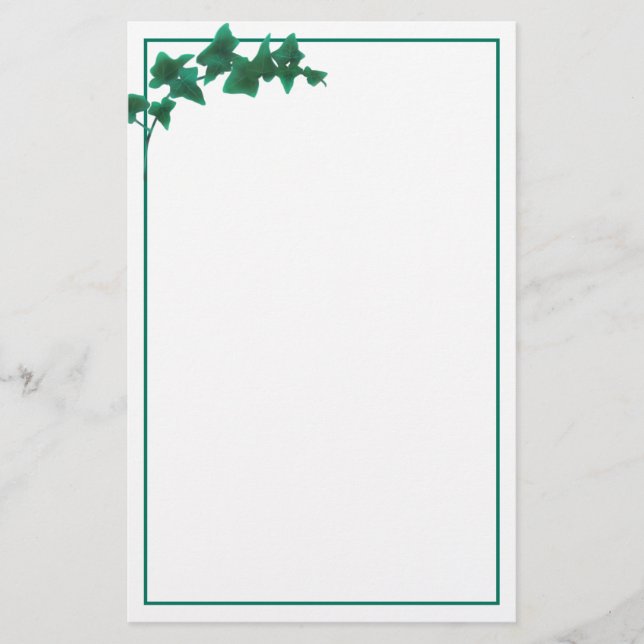 Classic watercolor Green English Ivy  Stationery (Front)