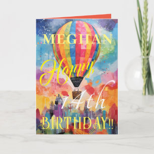Classic Watercolor Hot Air Balloon Happy Birthday  Card