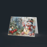Classic Watercolor Merry Christmas Snowman Blank<br><div class="desc">Customise this Classic Watercolor Merry Christmas Snowman Blank Holiday card by adding your Holiday Greeting inside of the card or leave blank so you can add a handwritten message. This non-photo, non-denominational card is perfect for sending out to customers, friends, family, co-workers and teachers. Thank you for Visiting & Shopping...</div>
