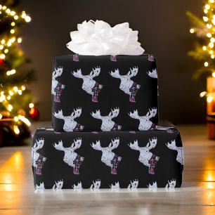 Classic Watercolor Moose Christmas Wrapping Paper