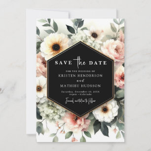 Classic Watercolor Pink Floral Wedding Save The Date