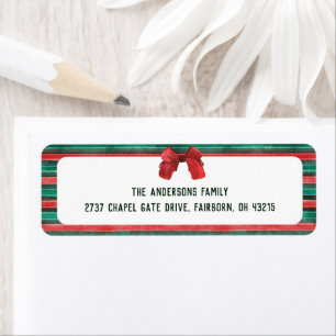 Classic Watercolor Red Bow & Stripes Christmas 