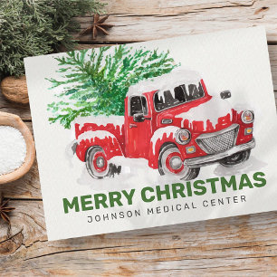 Classic Watercolor Red Truck Christmas Holiday Postcard
