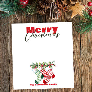Classic Watercolor Stockings Family Christmas Notepad