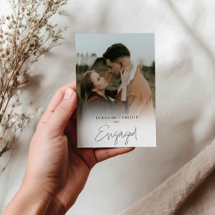Classic We’re Engaged Photo Invite white Gradient