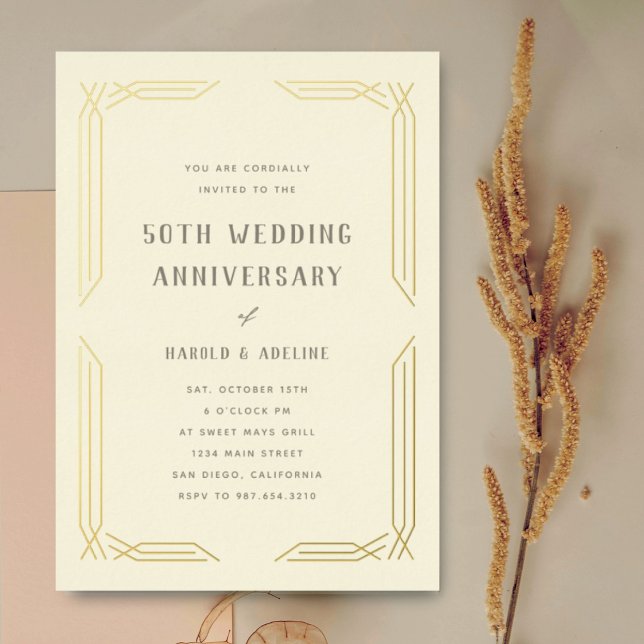 Classic Wedding Anniversary Gold Foil Invitation (Creator Uploaded)