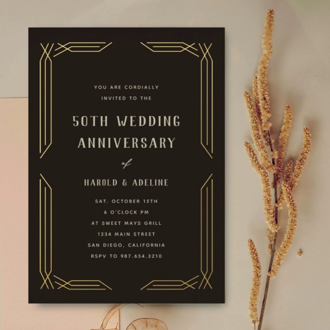 Classic Wedding Anniversary Gold Foil Invitation (Creator Uploaded)