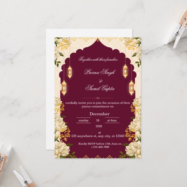 Classic wedding invitation (Front/Back In Situ)