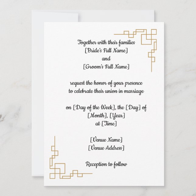 Classic Wedding invitation customisable (Front)