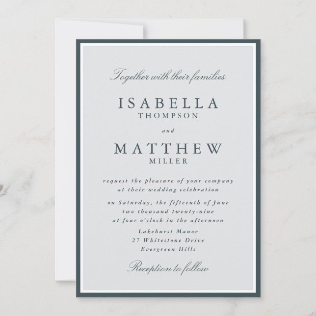 Classic Wedding Invitation with Dark Frame (Front)