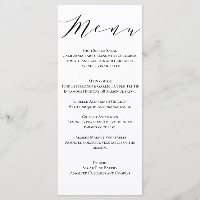 Classic Wedding Menu (Front)