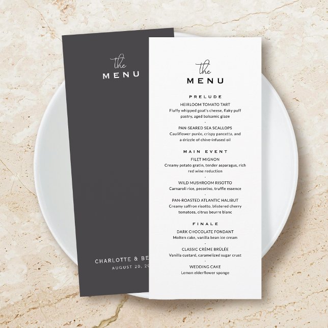Classic Wedding Menu Card Chic Minimalist Grey (Creator Uploaded)