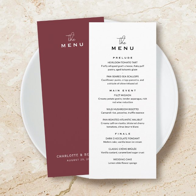 Classic Wedding Menu Card Chic Minimalist Red (Creator Uploaded)
