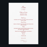 Classic Wedding Menu Card - (Red) Menu Cards<br><div class="desc">Sophisticated and full of charm,  these Classic menu cards are sure to bring an elegant touch to your table. Available in a variety of colours. Custom colours available upon request.</div>