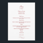Classic Wedding Menu Card - (Red) Menu Cards<br><div class="desc">Sophisticated and full of charm,  these Classic menu cards are sure to bring an elegant touch to your table. Available in a variety of colours. Custom colours available upon request.</div>