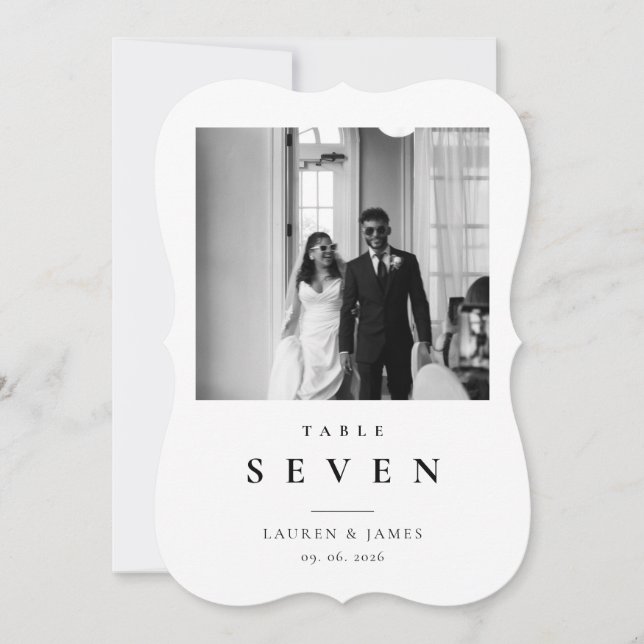 Classic Wedding Photo Bracket Table Number Card (Front)