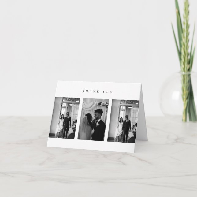 Classic Wedding Photo Collage QR Code Folded Thank You Card (Front)