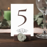 Classic Wedding Reception Table Number Card<br><div class="desc">Add a refined touch to your reception tables with this elegant wedding table number sign featuring a classic monogram crest. The design pairs a large, graceful table number with a delicate botanical crest monogram beneath it, creating a sophisticated and balanced layout that complements formal and romantic wedding décor. The minimalist...</div>