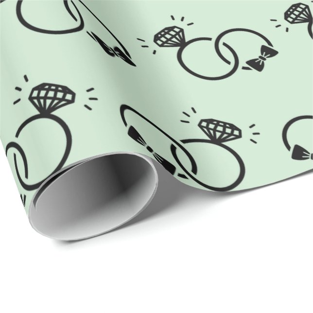 Classic Wedding Rings Design Light Green Seamless Wrapping Paper (Roll Corner)