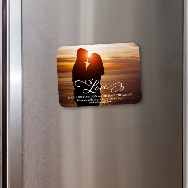 Classic Wedding Save the Date Photo Love (Wedding Save the Date Photo Magnet.)