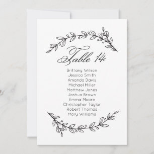 Classic wedding seating chart. Table plan 14 Invitation