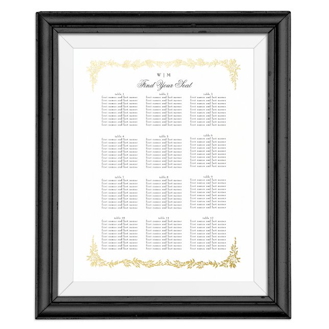 classic wedding table chart seating plan gold (Creator Uploaded)