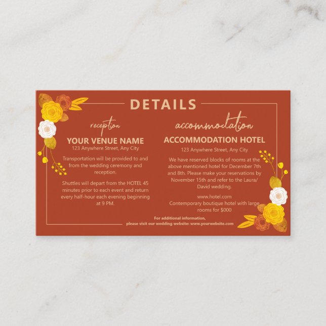 Classic Wedding Theme  Enclosure Card (Front)