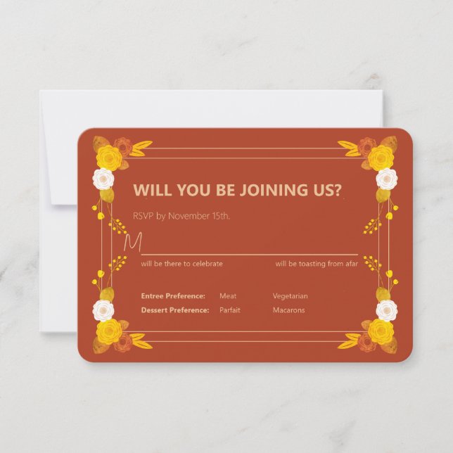 Classic Wedding Theme  RSVP Card (Front)