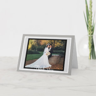 Classic Wedding White Black Grey Photo Thank You Card