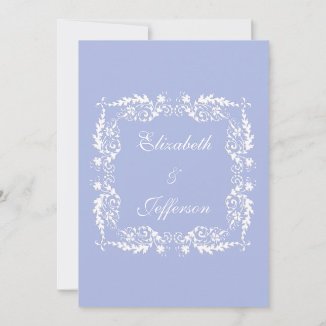 Classic Wedgewood Blue 2 Wedding Invitation (Back)
