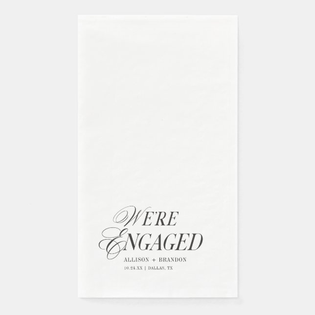 Classic We're Engaged Engagement Party Napkin (Front)