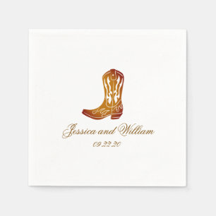Classic Western Dark Brown Wedding Napkin