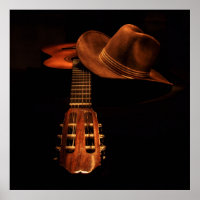 Classic western guitar and cowboy hat