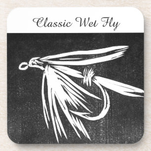 "Classic Wet Fly - Black" Trout Fly Coaster