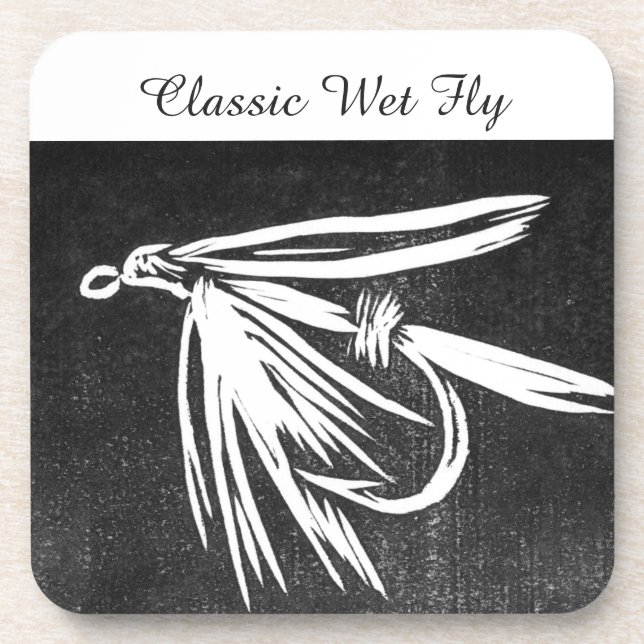 "Classic Wet Fly - Black" Trout Fly Coaster (Front)