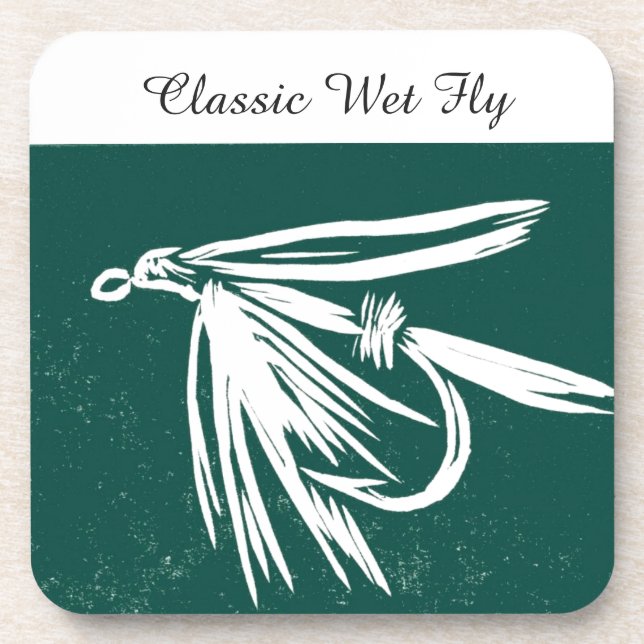 "Classic Wet Fly - Green" Trout Fly Coaster (Front)