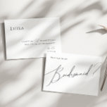 Classic Whimsical Script Bridesmaid Proposal Card<br><div class="desc">This whimsical minimal script bridesmaid proposal card is perfect for your classic simple black and white minimal modern boho wedding. The design features elegant, delicate, and romantic handwritten calligraphy lettering with formal shabby chic typography. The look will go well with any wedding season: spring, summer, fall, or winter! The product...</div>
