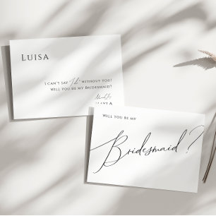 Classic Whimsical Script Bridesmaid Proposal Card